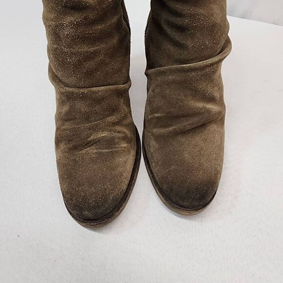 BOS. & CO. Size 40 US 9.5-10 Barlow Suede Slouch Lace Up Rear Side Zipper Ankle - Picture 9 of 11